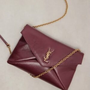 Ysl envelopes wine red clutch & cross