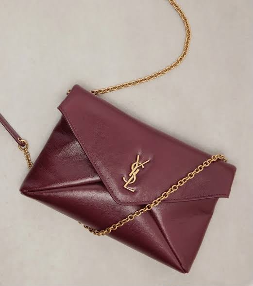Ysl envelopes wine red clutch & cross